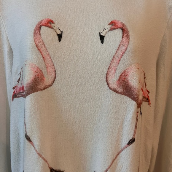 Wildfox Baggy Beach Jumper BBJ Oversized Sweatshirt Pink Flamingos Sz XS - Picture 2 of 6